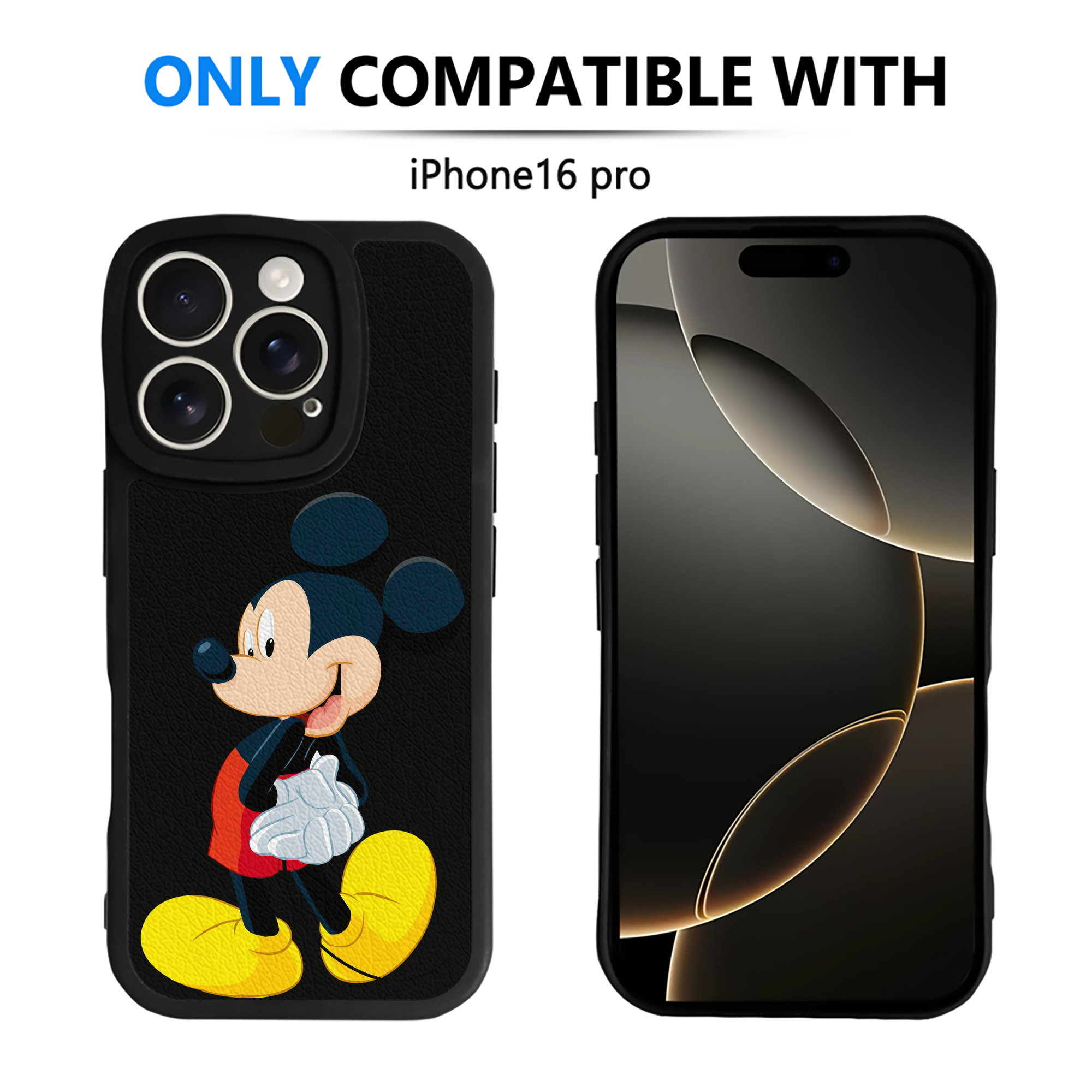 （画像用） ミッキーマウス Mickey Mouse 【iPhone 16シリーズ対応】シリコンスマホケース（レザー調） 材質：シリコン
